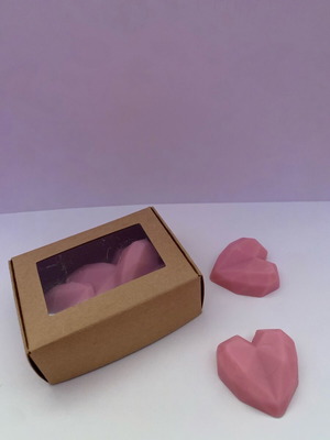 Wax melts box with powder scent, 6 soy wax hearts