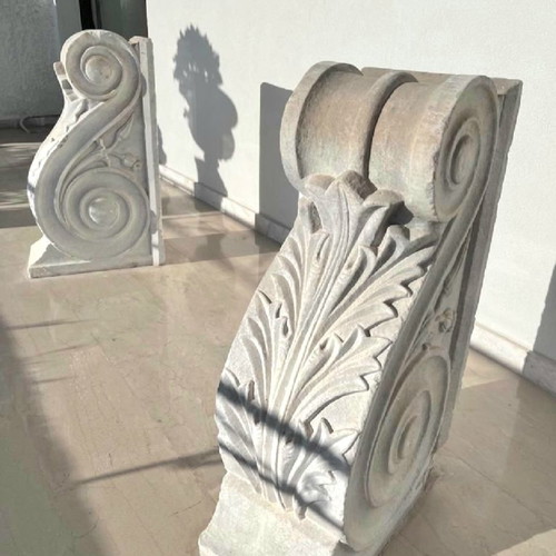 Marble handmade carved corbels used, set of 2 pieces