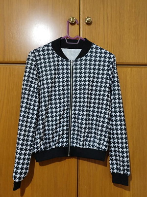 Jacket bomber new, spring, size M 38 10, black white