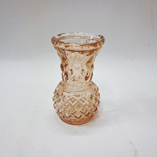 Vintage embossed glass vase 10 cm like new, amber tone