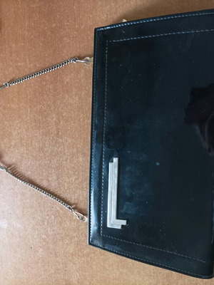 Women's shoulder bag used black patent leather