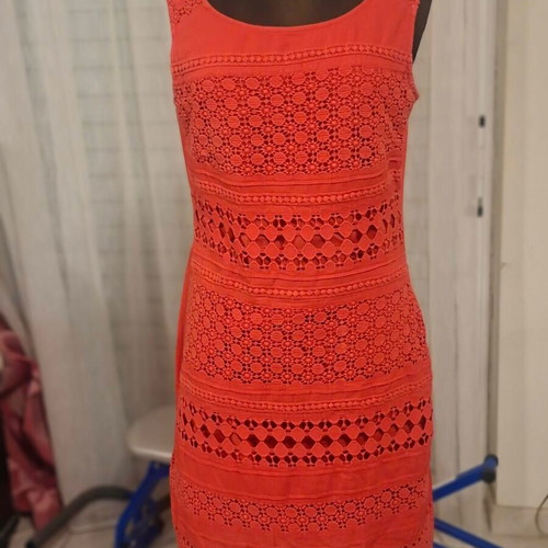 John Rocha coral broderie anglais dress cotton lined size UK 12 M like new