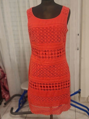 John Rocha coral broderie anglais dress cotton lined size UK 12 M like new