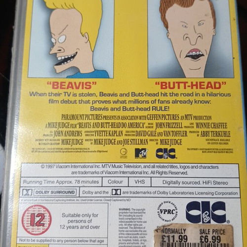 Beavis and Butt-Head Do America VHS used, animated comedy with subtitles