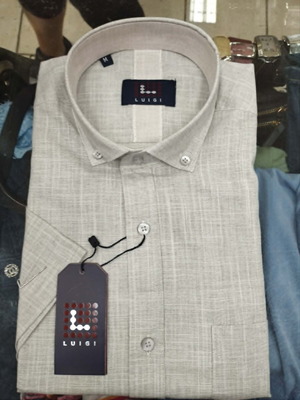 Truzi Men's Short Sleeve Shirt Linen Cotton New Olive 018-1018