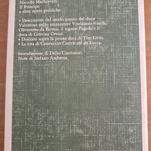Machiavelli Il Principe e altre opere politiche like new, Italian