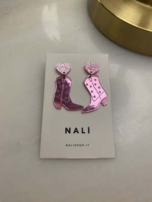 Earrings cowboy boots fuchsia like new