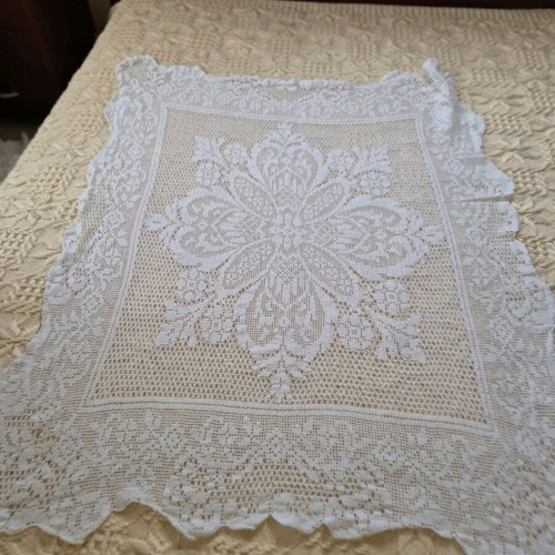 Handmade Crochet Table Runner 80x110 White