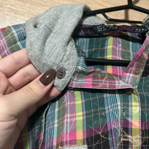 Zara plaid shirt like new with detachable hood multicolor size M