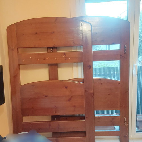 Wooden bunk bed used, 6 pieces, no slats or ladder