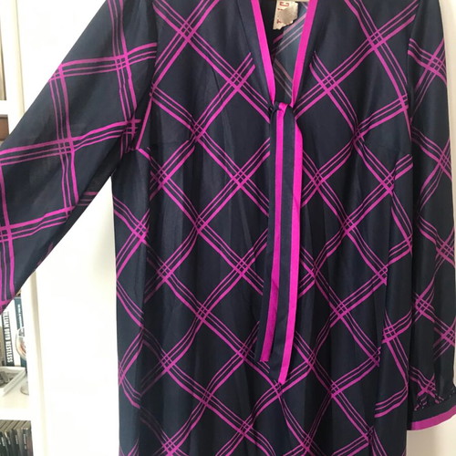 Tricosa Paris vintage dress used, black with purple/fuchsia