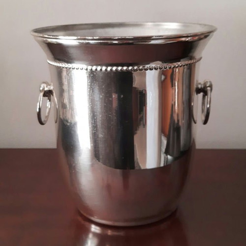 Silver-plated champagne bucket with handles used