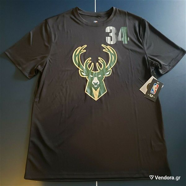  Giannis Antetokounmpo 34 Milwaukee Bucks NBA Champions Basketball T-Shirt megethos Large sillektiko