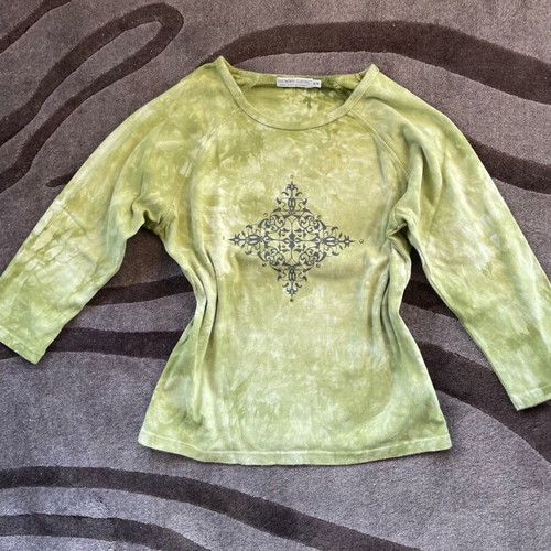 Cotton women's blouse with 3/4 sleeve size M like new green
