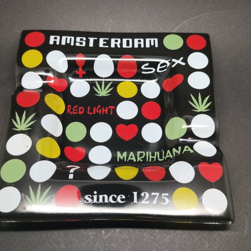 Glass ashtray Amsterdam used with vivid colors