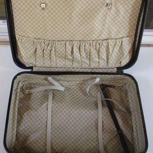 Leather travel suitcase used, 1980s, with wheels and locks