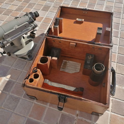 Carl Zeiss Iena Levelling Instrument used with wooden case and tripod