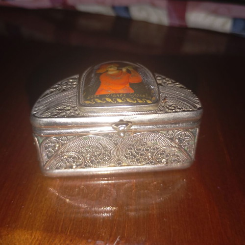 Retro decorative box used, Palekh miniature style