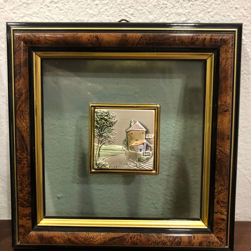 Italian silver 3D frames used, 14x14 cm, wooden frame