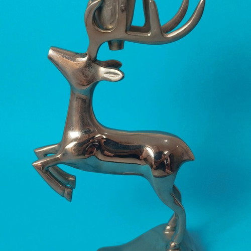 Candle holder like new, metal reindeer shape