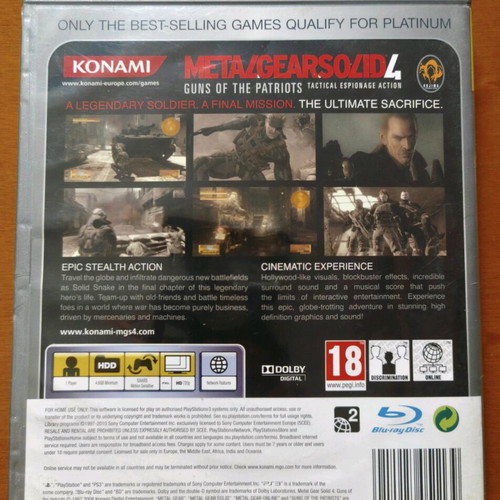 Metal Gear Solid 4 Guns of the Patriots PS3 like new