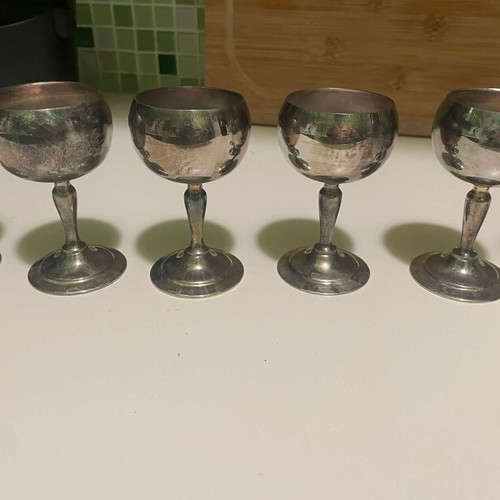 Silver-plated vintage glasses used, set of 6