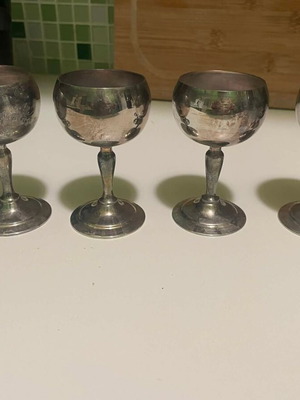Silver-plated vintage glasses used, set of 6