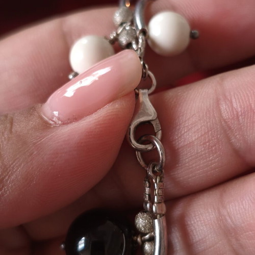 Handmade jewelry set with silver 925, onyx and white stones, like new