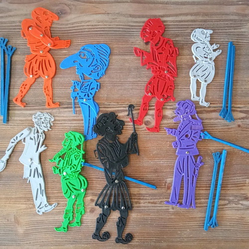 Shadow theatre figures pack of 8, Greek made, like new