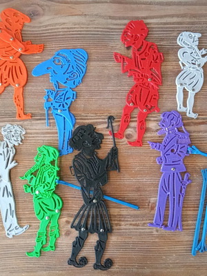 Shadow theatre figures pack of 8, Greek made, like new