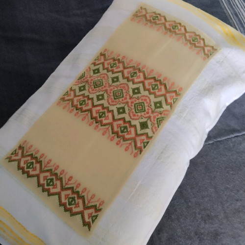 Woven cotton pillowcase new with embroidery 65x40 cm
