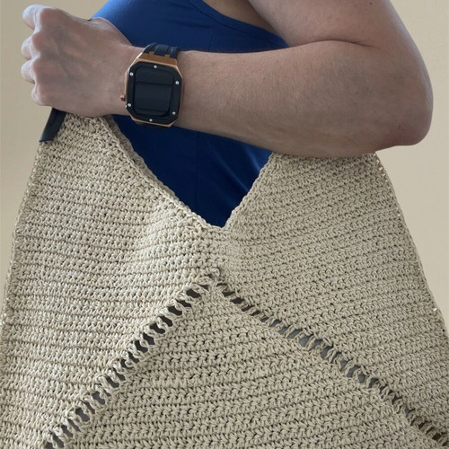 Raffia shoulder bag with leatherette handles new, black and beige