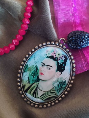 Boho Ethnic Handmade Vintage Necklace Pendant Frida Kahlo