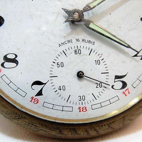Old brass pocket watch with embossed design