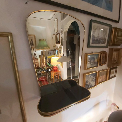 Vintage mirror with integrated shelf 42x31