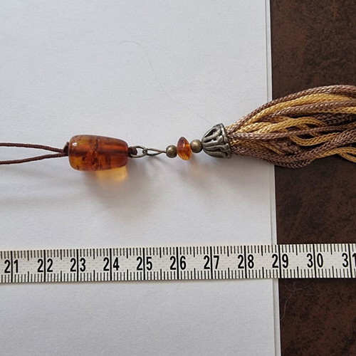 Amber mineral komboloi with certification, like new, 29 cm, 21 beads, 28 g