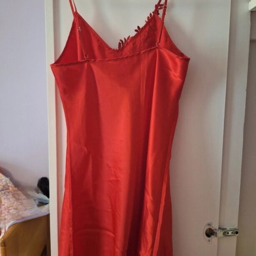 Red nightdress with lace detail, size M