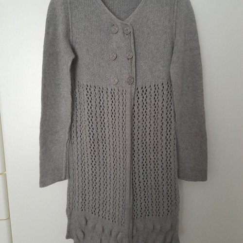Twinset cardigan long knitted grey like new with matching scarf
