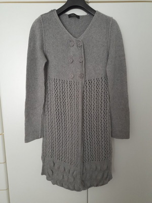 Twinset cardigan long knitted grey like new with matching scarf
