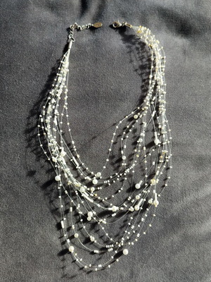 Accessorize white faux bijoux necklace used with white beads