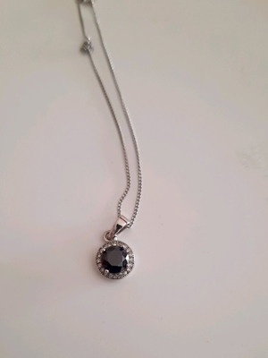 Silver 925 necklace with black stone, used