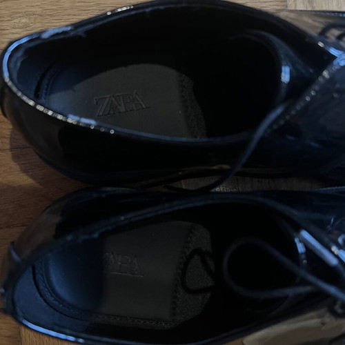 Zara black patent leather men's dress shoes size 44