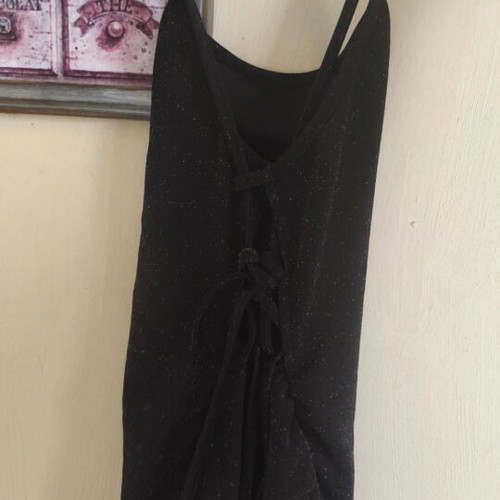 Women's black iridescent dress halter neckline adjustable length new