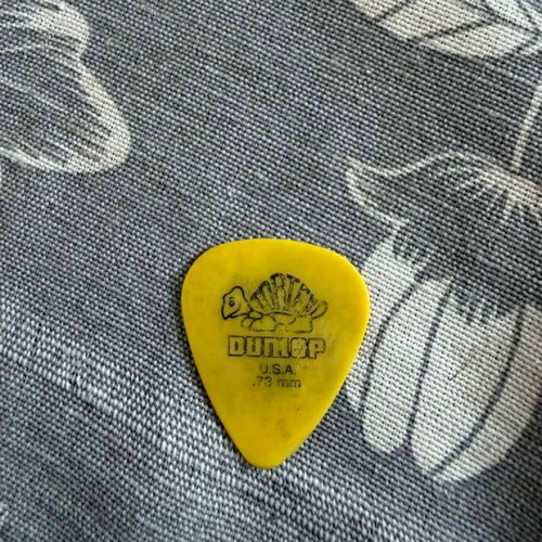 Megadeth Dave Mustaine Hand Signed Guitar Pick Yellow Dunlop Tortex .73mm like new