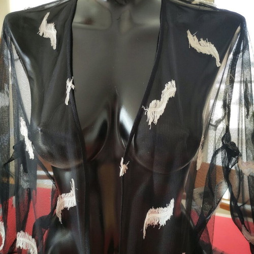 Sheer black vintage top with embroidery, like new