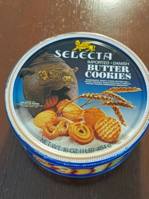 Κουτί μπισκότων Selecta μεταχειρισμένο, στρογγυλό, μεταλλικό, διάμετρος 19εκ