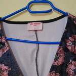 Pink Woman velvet dress used with multicolor flowers and belt