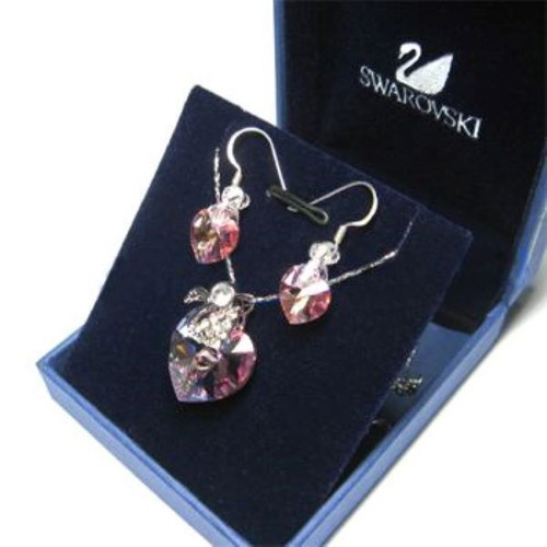 Swarovski silver necklace and earrings set new
