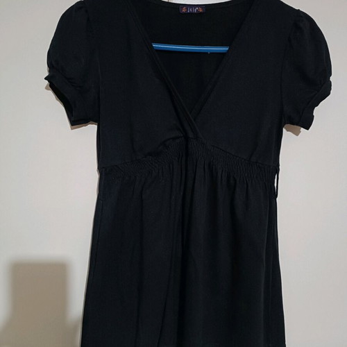 Jelo black blouse short sleeve wrap style like new
