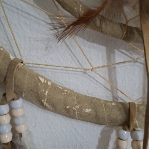 Handmade Boho Dreamcatcher double circle 28cm used, natural style